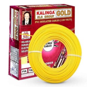 Kalinga Gold 1.5 Sq mm FR House Wire 1 Core Yellow 90 Meter Coil | Flame Retardant Electrical Cable