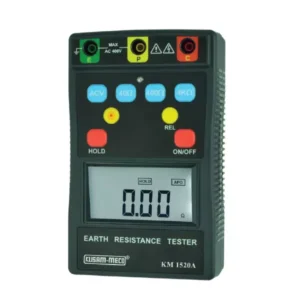 Kusam-Meco 2/3 Wire Digital Earth Resistance Tester, 4000 counts (0-40/400/4000Ω), KM 1520A – Professional Electrical Testing Instrument