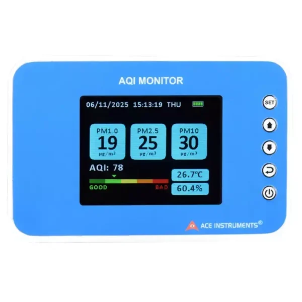 ACE Instruments 6 Parameters Indoor Air Quality Monitor Accuracy ± 2.0 °C, AI-IAQ6-N