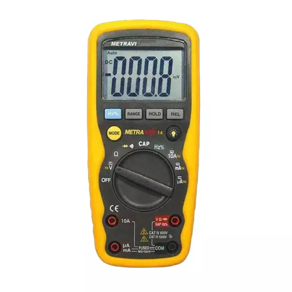 Metravi Professional Digital Multimeter Backlit LCD Display Yellow & Black, Metrasafe-14