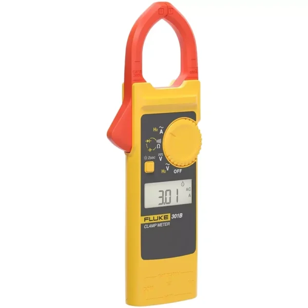 Fluke Digital Clamp Meter 6000 Counts LCD Display 60 A, 600 A Range, 0.01 A, 0.1 A Resolution and 2 % + 10, 2 % + 5 Accuracy, 301B (With Test Leads) – Professional Electrical Testing Instrument