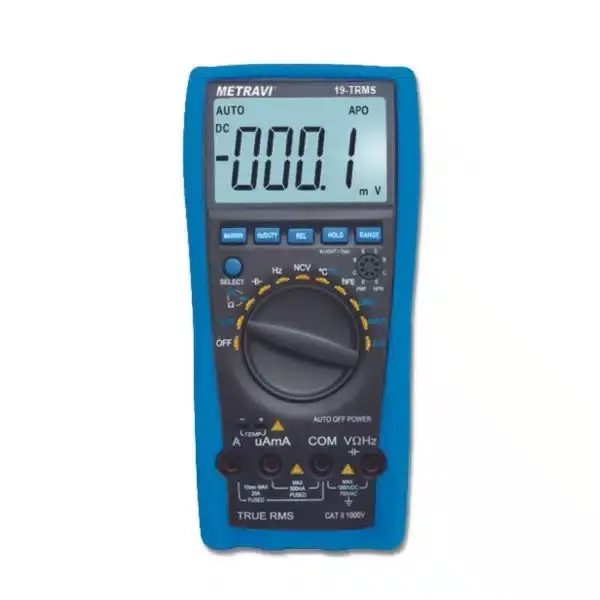 Metravi True-RMS Digital Multimeter Backlit LCD Display Orange, 19
