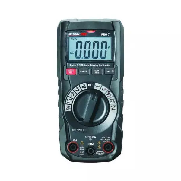 Metravi True-RMS Digital Multimeter Backlit LCD Display Black, PRO 7