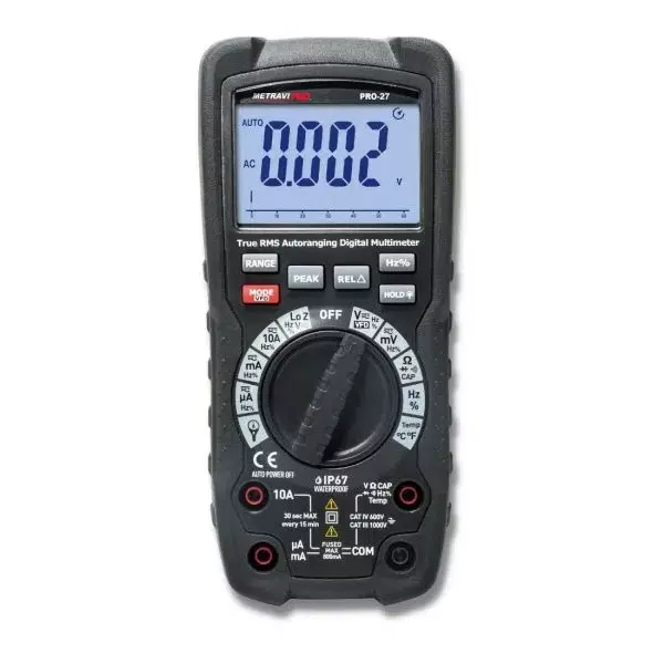 Metravi True-RMS Digital Multimeter Backlit LCD Display Black, PRO-27