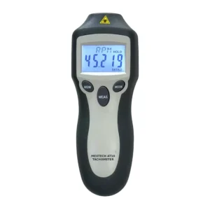 MEXTECH Digital Tachometer 5 Digit LCD Display Contact and Non-Contact 1 to 200,000 RPM TOT Range ±(0.05% + 1 Digit) Accuracy, AT10