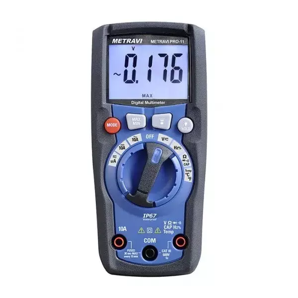 Metravi Professional Digital Multimeter Backlit LCD Display Blue & Grey, PRO-11