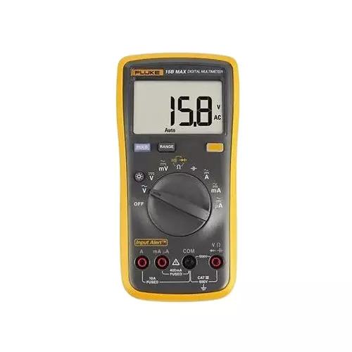 Fluke Digital Multimeter Exonomical Type 400.0 μA, to 10.00 A AC Current Range and 1.0 % + 3 Accuracy, 15B MAX – Professional Electrical Testing Instrument