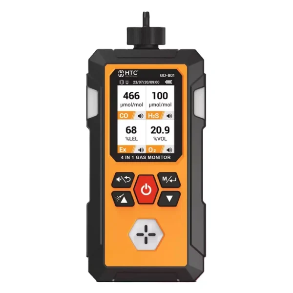 HTC 4 In 1 Gas Detector 400 Record Storage Capacity 3000 mAh Rechargeable Li-Ion Battery, GD-801 PRO