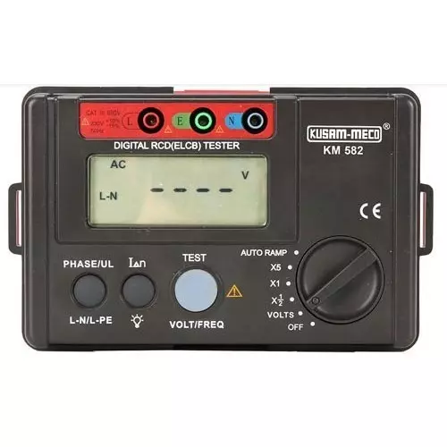 Kusam-Meco 30V-600V, 45Hz-65Hz Digital RCD Tester - KM 582 – Electrical Testing Instrument