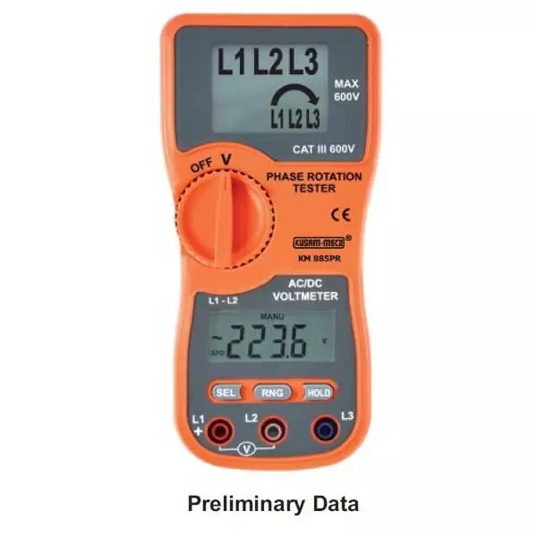 Kusam-Meco Phase Rotation Tester with Voltmeter - KM 885PR – Electrical Testing Instrument