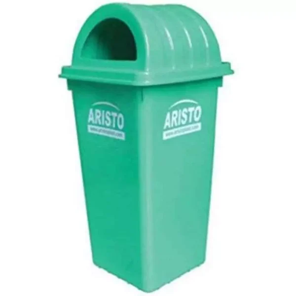 ARISTO 60 L Dark Green Plastic Dome-Lid Dustbins - Pack of 2
