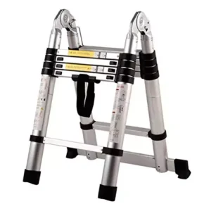 BIGAPPLE 150 Kg Aluminium Double Telescopic Ladder with Secure Locking