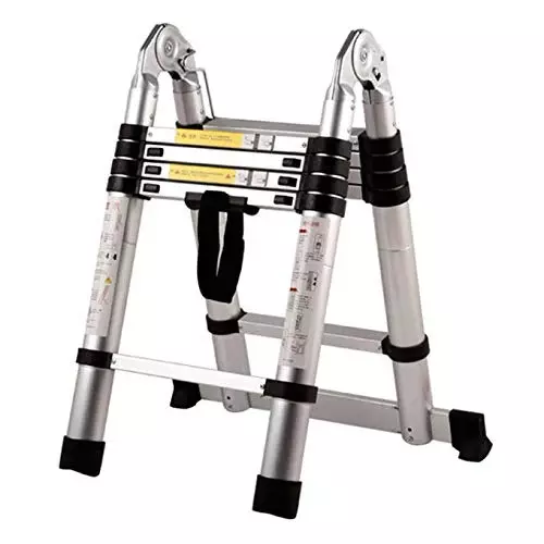 BIGAPPLE 150 Kg Aluminium Double Telescopic Ladder with Secure Locking