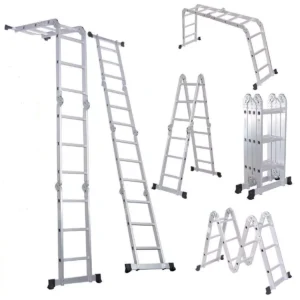 BIGAPPLE 150 Kg Foldable Adjustable Multipurpose Aluminium Ladder
