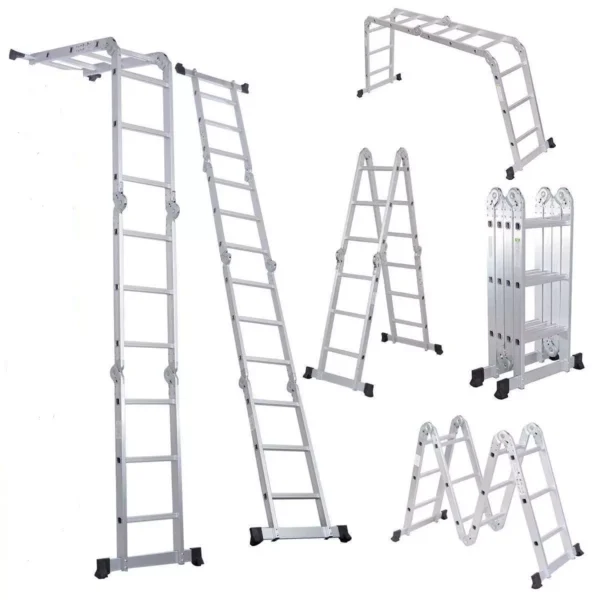 BIGAPPLE 150 Kg Foldable Adjustable Multipurpose Aluminium Ladder