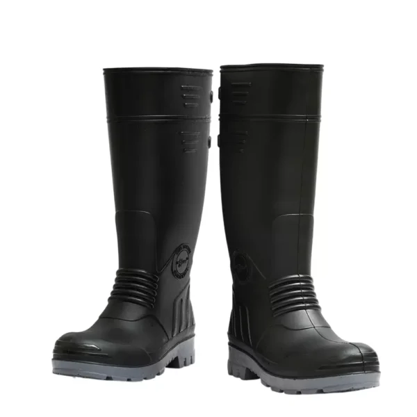 Hillson Torpedo Black-Grey 15 Inch Hard PVC Safety Gumboots - UK 9