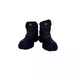 JCB Excavator Black Leather High-Ankle Steel Toe Safety Shoes - UK 6 to 11