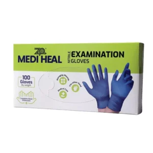Medi Heal MH-100 Blue 9 Inch Powder-Free Nitrile Gloves - Pack of 100