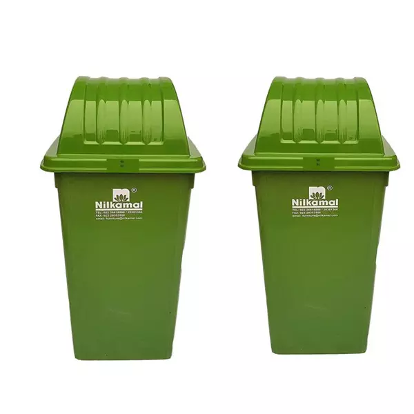 Nilkamal 100 L Plastic Dome-Lid Dustbins - Pack of 2