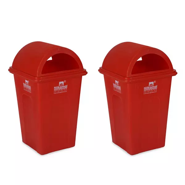Nilkamal FL80L 80 L Plastic Dome-Lid Dustbins - Pack of 2