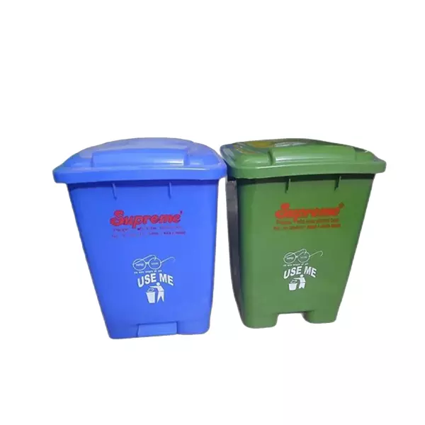SUPREME 45 L Blue & Green HDPE Pedal Dustbins - Pack of 2